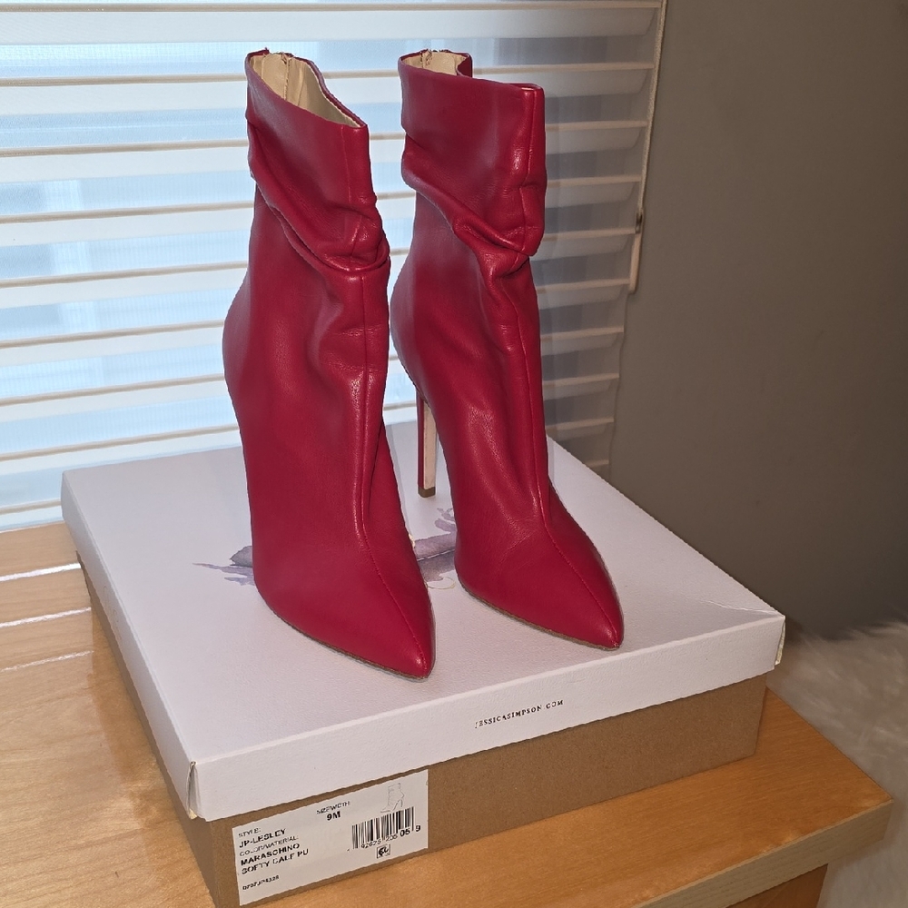 Esley Vibrant Red Heeled Boots